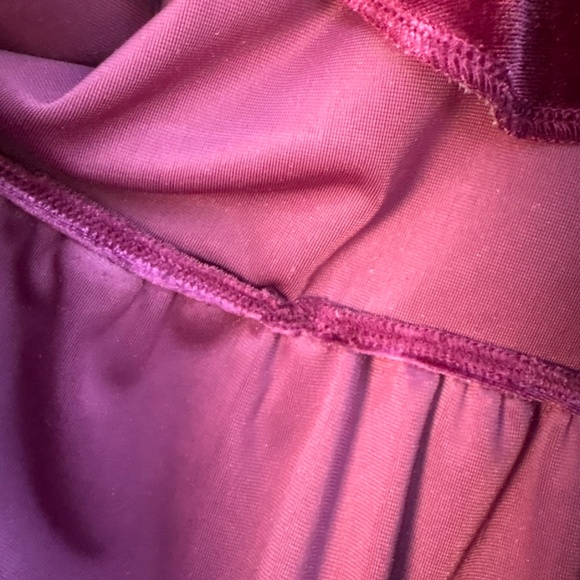 Betsey Johnson Velvet Mini Tiered Baby Doll Dress XS Puff 3/4 Sleeve Tawny Port - Picture 6 of 14